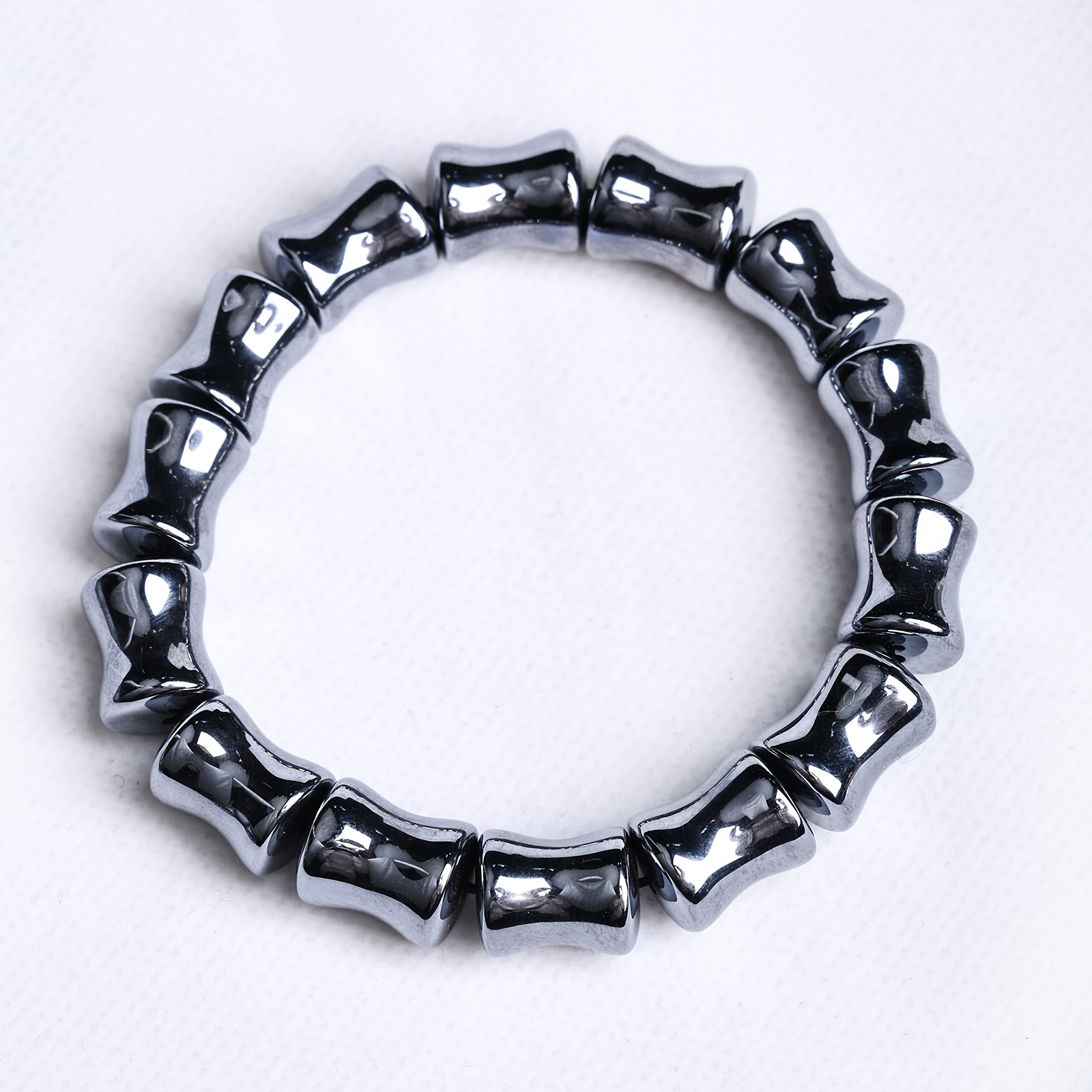 Unisex Bamboo Rayon Terahertz Bead Bracelet, Vintage Minimalist
